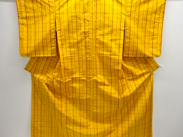 JAPANESE KIMONO / ANTIQUE KIMONO / SILK / YONEZAWA TSUMUGI / WOVEN GRID